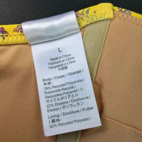 Reimagined by J Crew Womens Large Bikini Swin Top Gold Floral Print Extra Strap - Picture 6 of 11